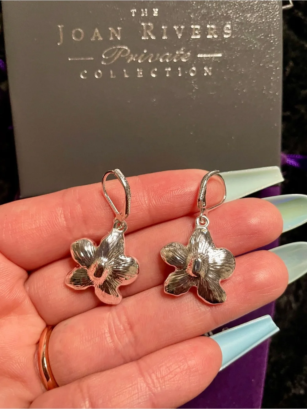 Joan Rivers Sterling Silver Floral Drop Earrings - Silver Flower Dangle